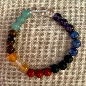 Chakra Bracelet with Diffuser Lava Stone Beads